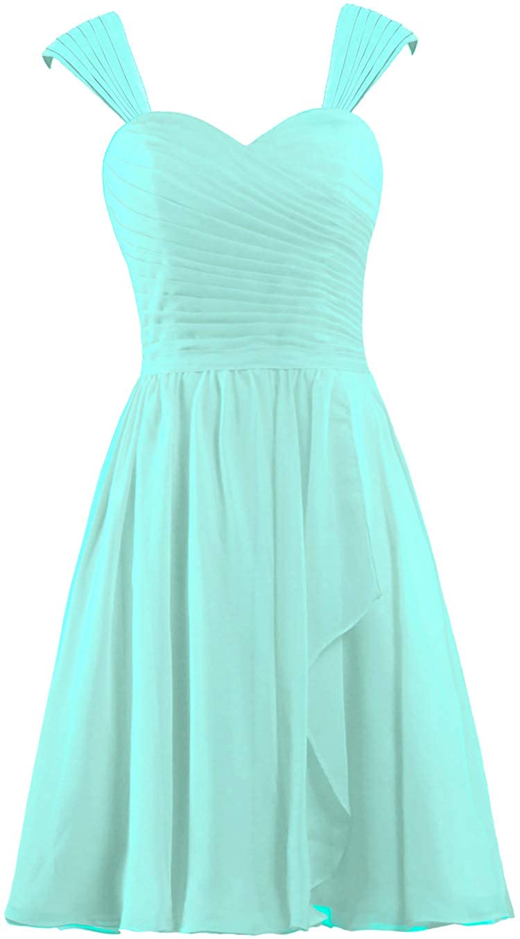 Price:$29.99    Unbranded Women's Chiffon Cap Sleeve Bridesmaid Dress Short Prom Gown  Clothing