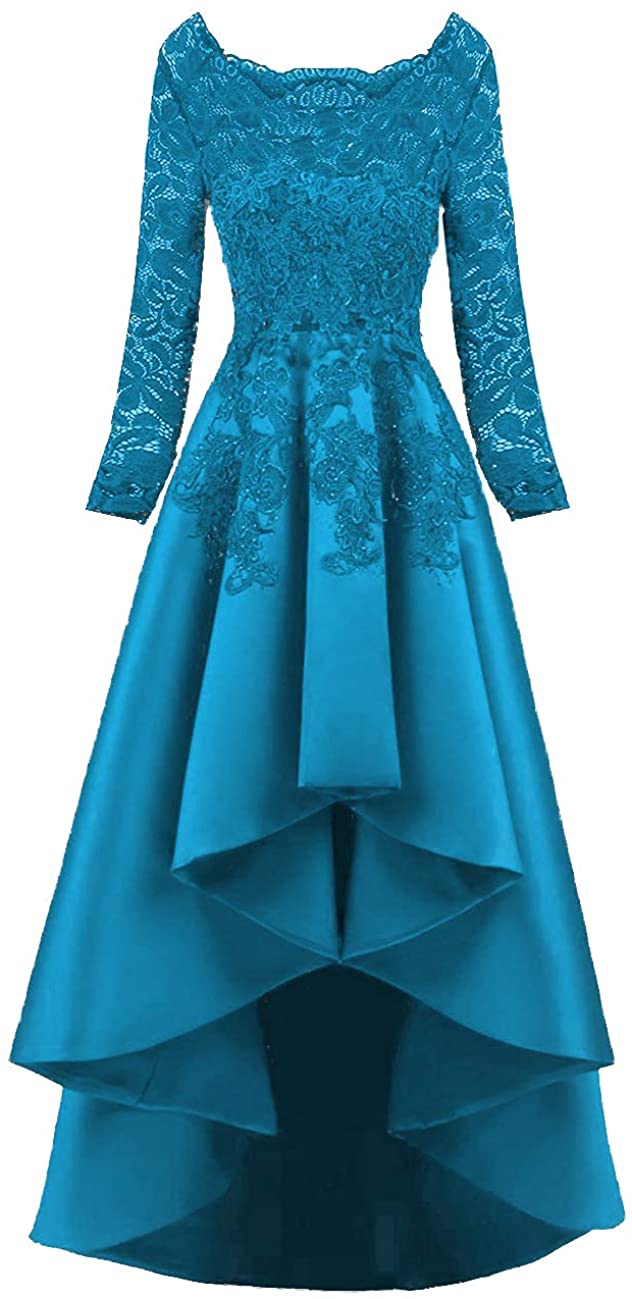 Price:$89.99    Scarisee Womens Long Sleeves Beaded High Low Evening Prom Party Dresses Lacesa91 22W Peacock Blue  Clothing