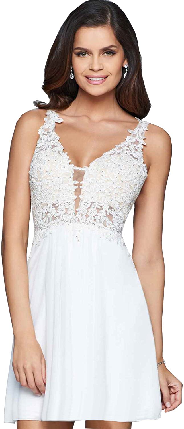 Price:$19.99    Yilis Women's A Line Dress Short Prom Evening Party Gown With Lace Bodices  Clothing