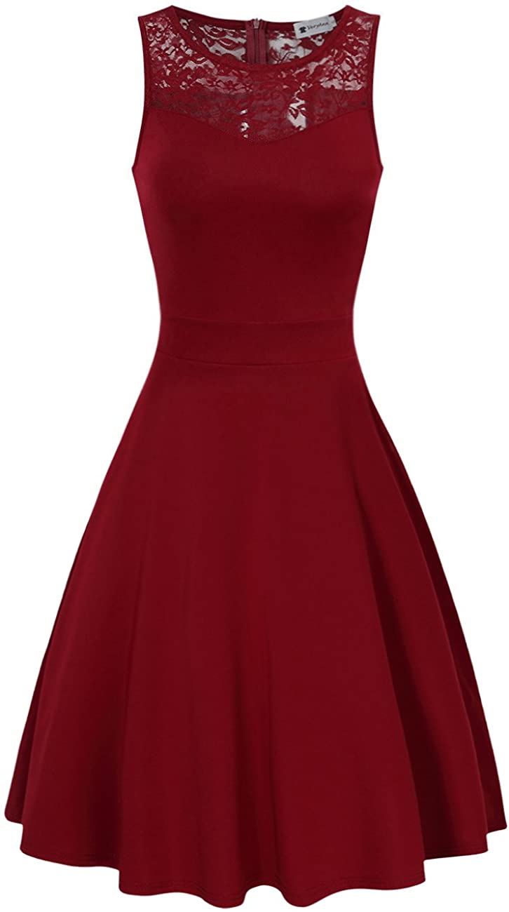 Price:$9.99 VeryAnn Women A Line Cocktail Prom Party Lace Formal Wedding Summer Dresses at Amazon Women’s Clothing store