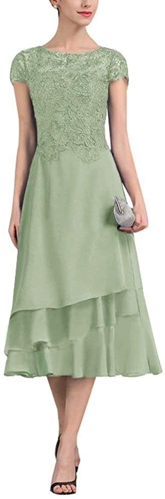 Price:$89.99 UGLY Tea Length Chiffon Mother of The Bride Dresses Cap Sleeves Formal Dresses for Women UG018 at Amazon Women’s Clothing store