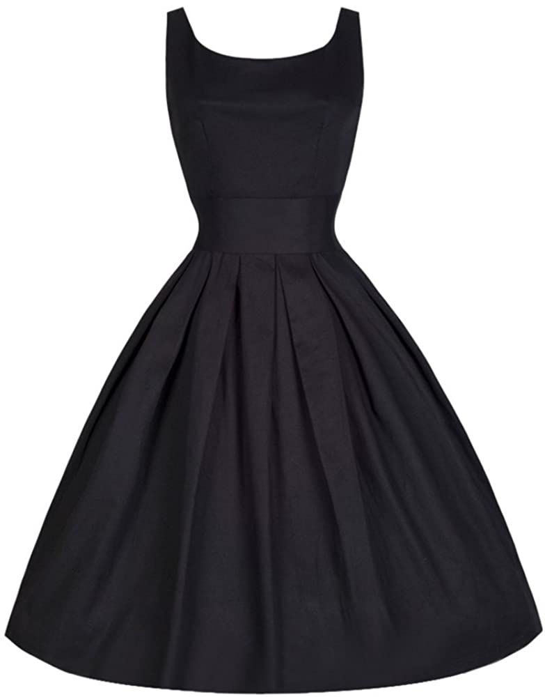 Price:$13.29    iLUGU Boat Collar Sleeveless Knee-Length Dress for Women Solid Color Pleated A-Line Dress Dress Shirts for Women  Clothing