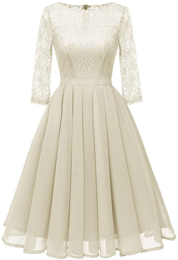 Price:$5.50    Yihaojia Women Dress Dress For Women Lace 3/4 A-Line Wing Cocktail Dress  Clothing