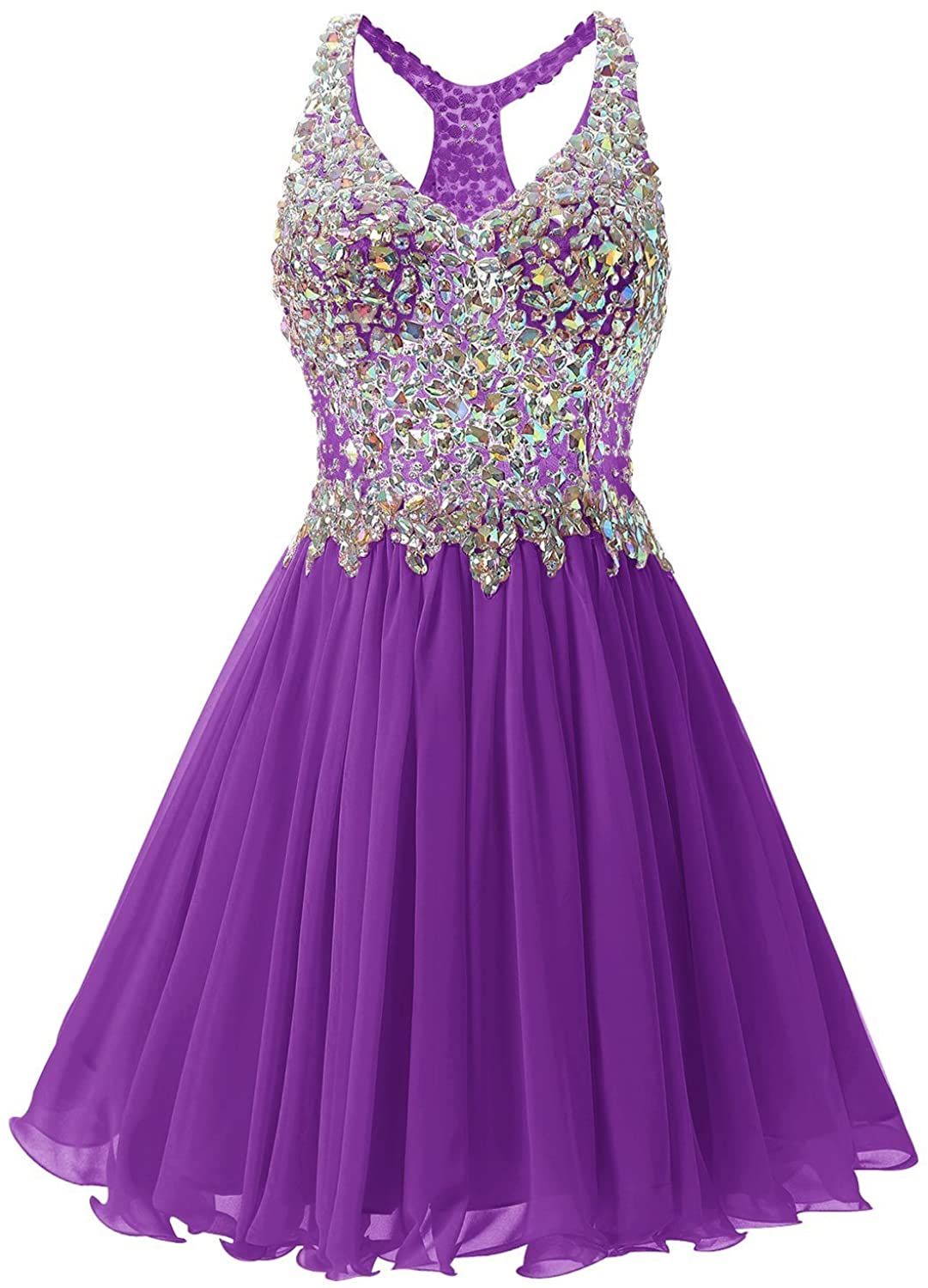 Price:$69.00    Fanciest Women's Beaded 2020 Prom Dresses Short Bridesmaid Homecoming Dress  Clothing