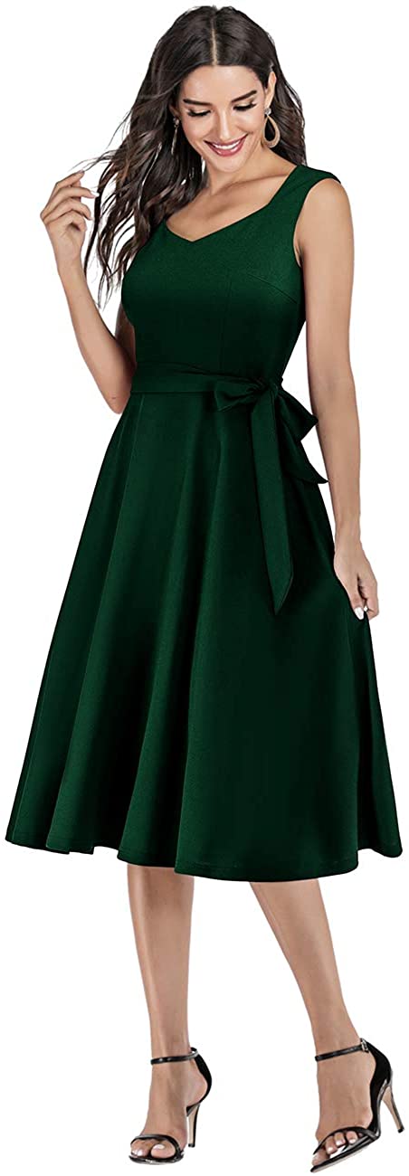 Price:$22.99    Bridesmay Women's Bridesmaid Dress V-Neck Sleeveless Tea Cocktail Swing Party Homecoming Dress  Clothing
