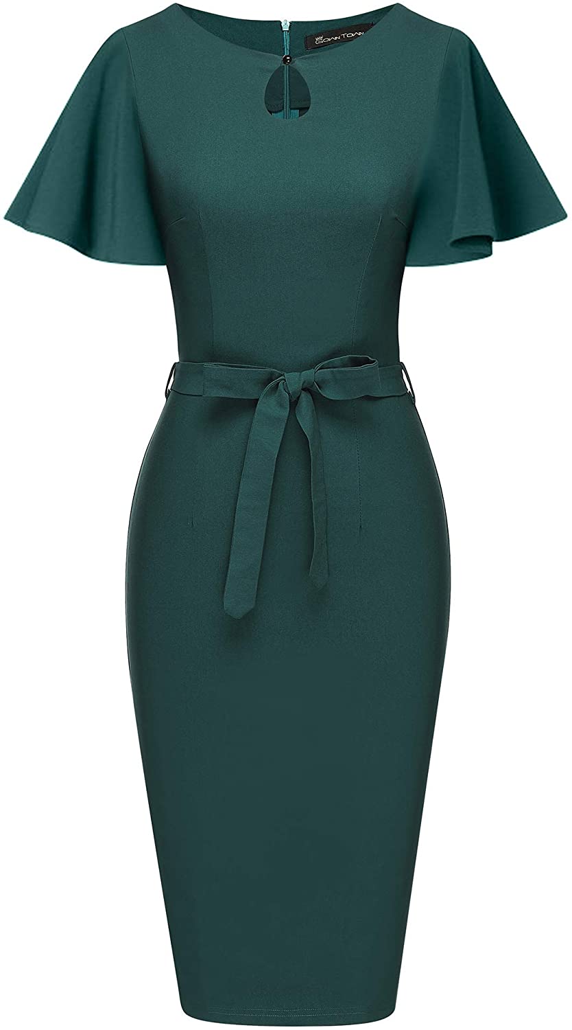 Price:$26.98    GownTown Womens 1950s Style Ruffle Sleeves Offices Pencil Dress  Clothing