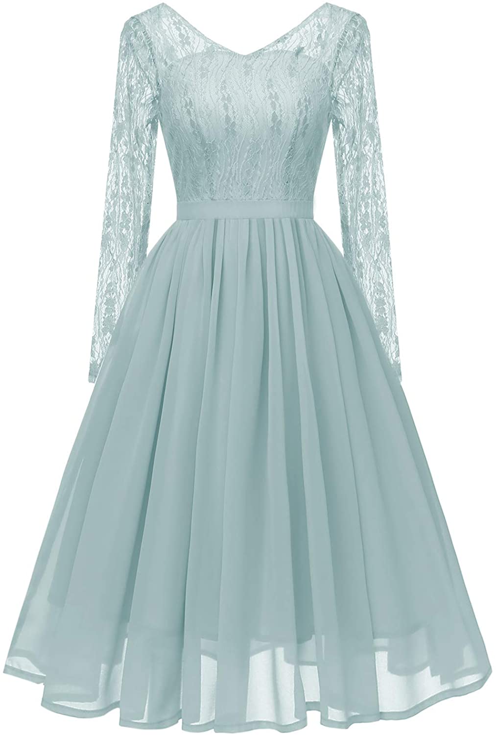 Price:$16.99    Chowssir Chowsir Women Formal Lace Chiffon Midi Dress Prom Party Dress  Clothing