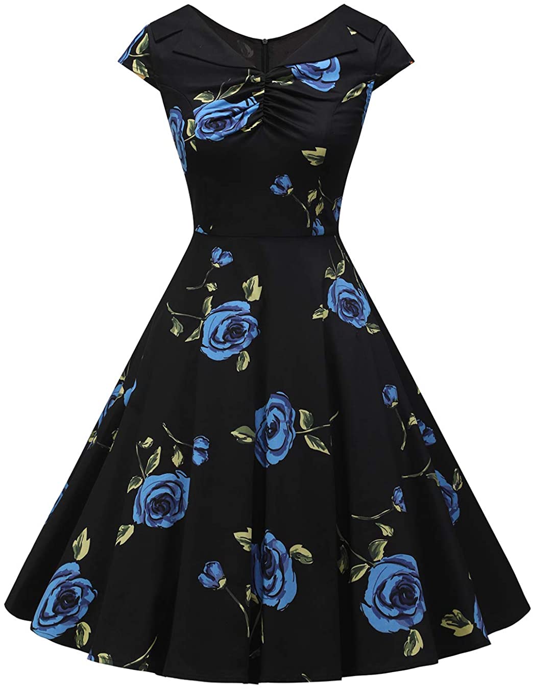 Price:$9.99    BeryLove Women Vintage 1950s Retro Rockabilly Party Prom Dresses with Cap-Sleeve  Clothing
