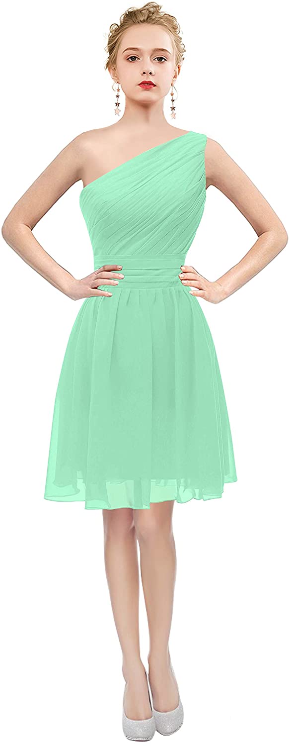 Price:$19.99    ThaliaDress Womens Short One Shoulder Bridesmaid Dresses Prom Gown T195LF  Clothing