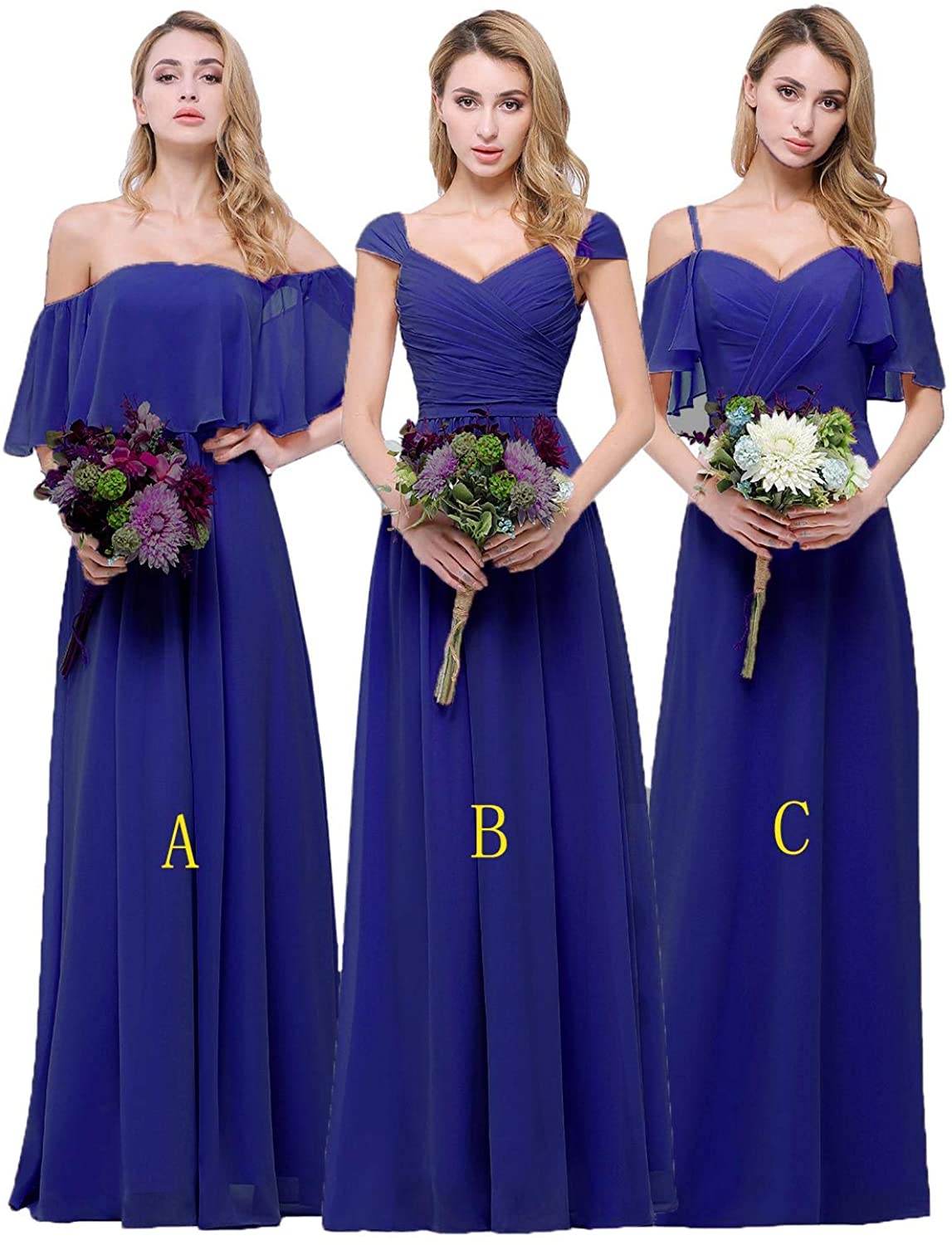 Price:$69.99    CLOTHKNOW Women Bridesmaid Dresses Long Blue Spaghetti Strap Wedding Party Gowns  Clothing