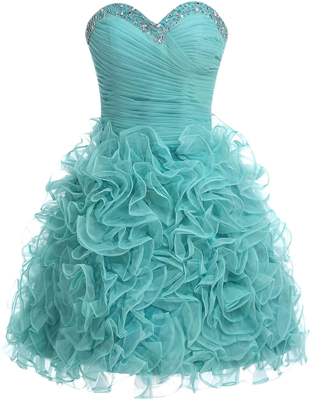 Price:$99.00    Ubridal Beaded Sweetheart Ruffles Short Ball Gown Prom Homecoming Dress  Clothing