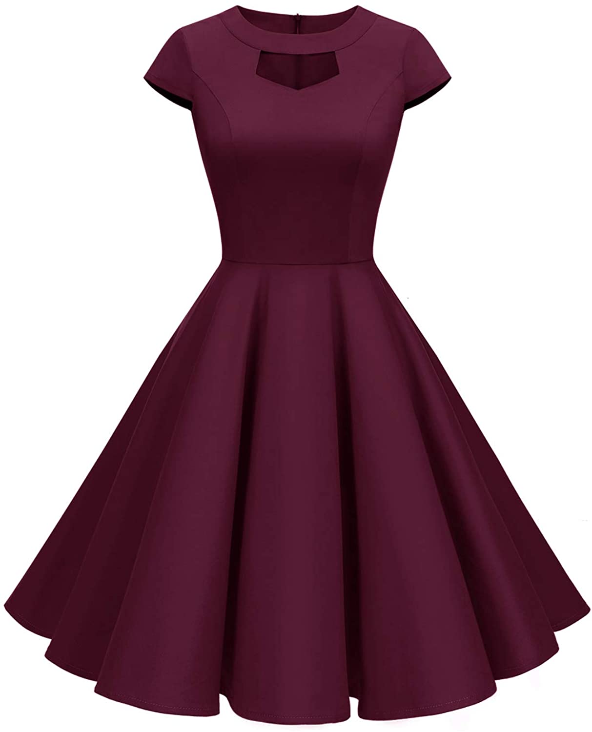 Price:$19.99    ALAGIRLS Women's 1950s Vintage Keyhole Dress Rockabilly Swing Cocktail Party Dress Cap Sleeve  Clothing