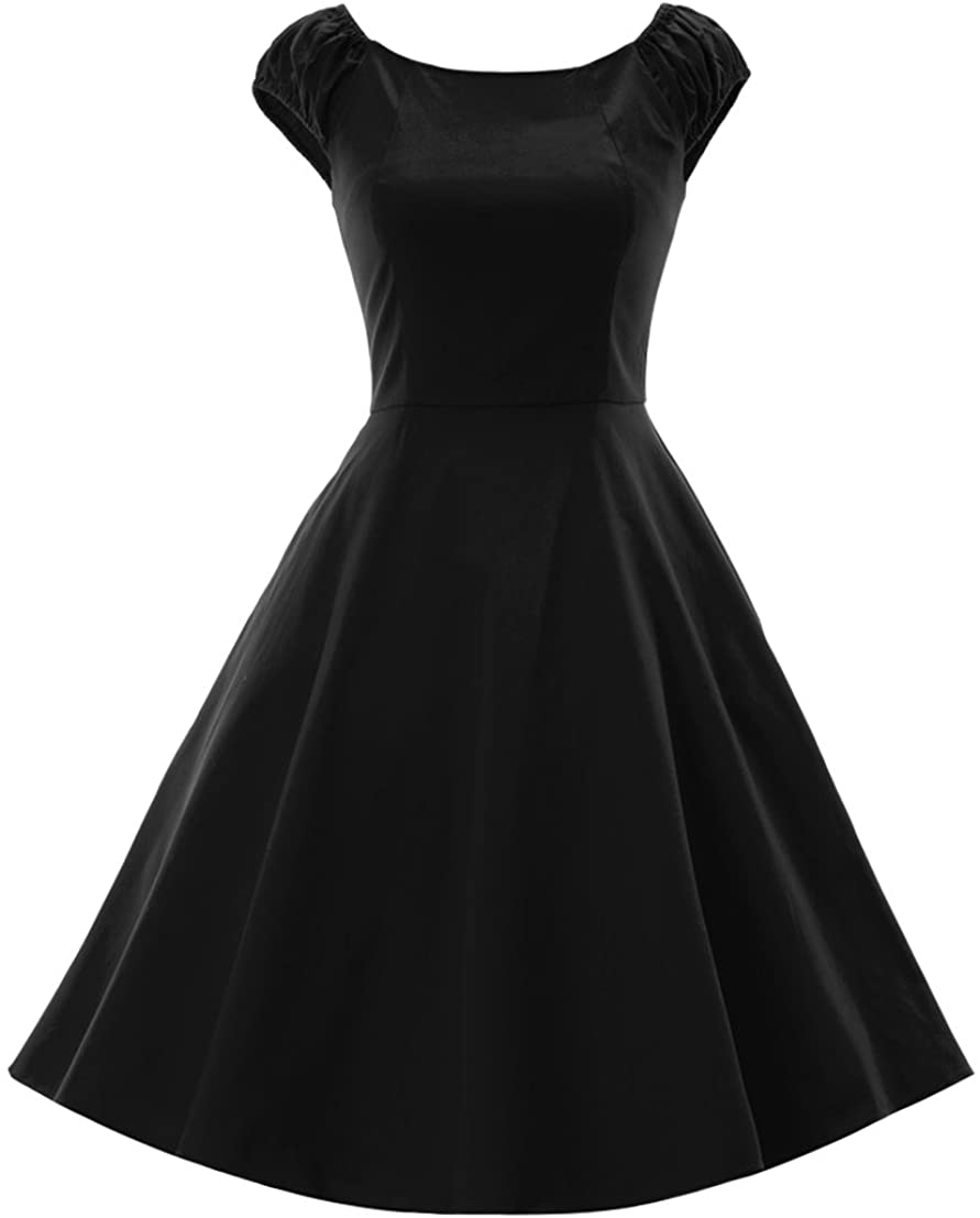 Price:$18.85    Tecrio Women 1950's Style Audrey Hepburn Vintage Scoop Neck Evening Party Dress  Clothing