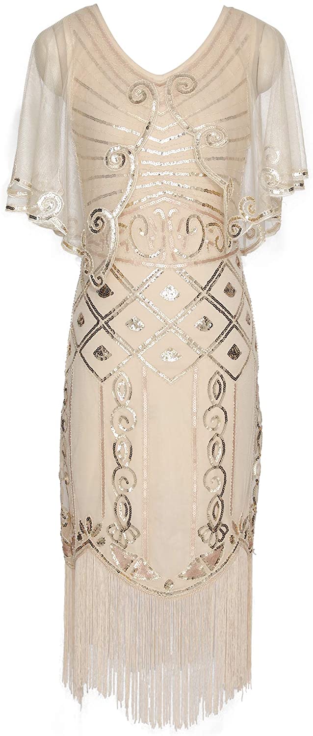Price:$34.98    Women's 1920s Great Gatsby Bead Sequin Fringe Cocktail Flapper Dress with Shawl  Clothing