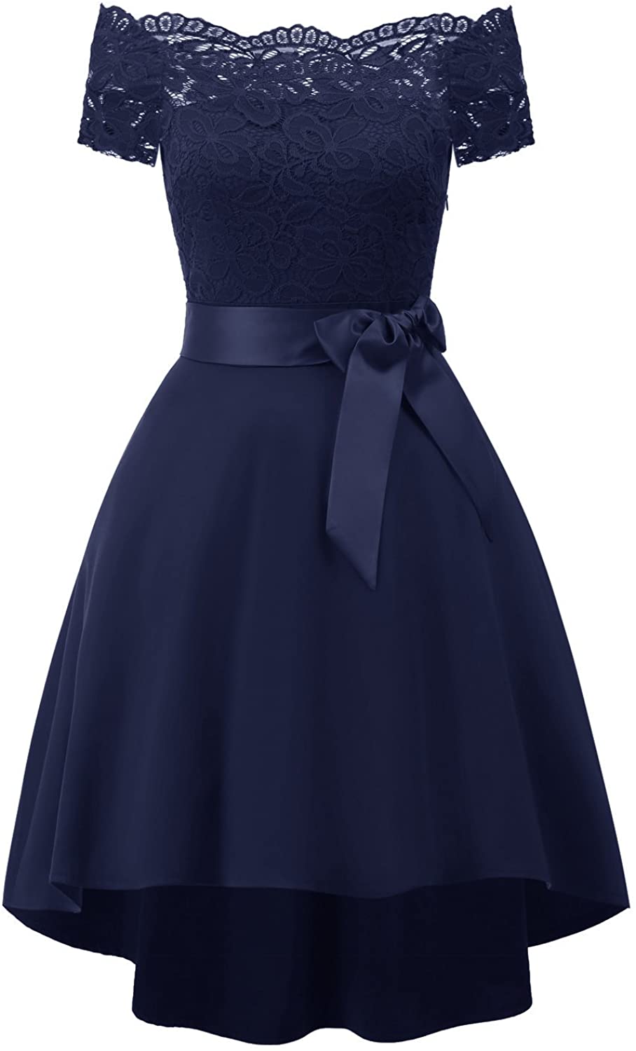 Price:$19.00    Dolecci Women's Off Lace Cocktail Dress Half Boat Neck Evening Wedding Dress  Clothing