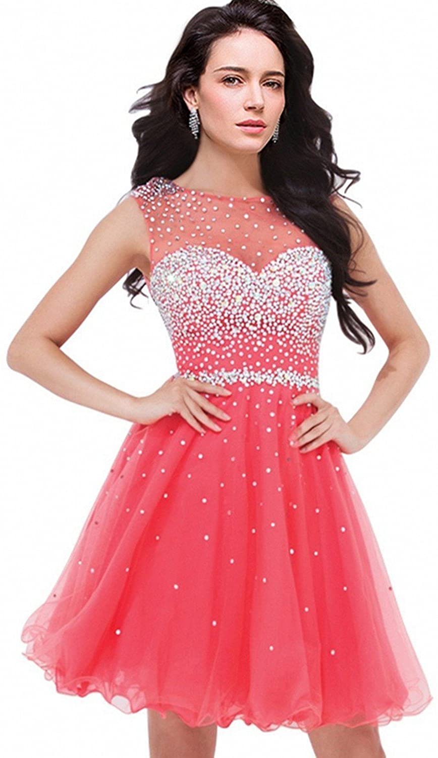 Price:$62.99    MisShow 2016 Elegant Short Homecoming Dress Heavily Beaded Cocktail Party Dress  Clothing