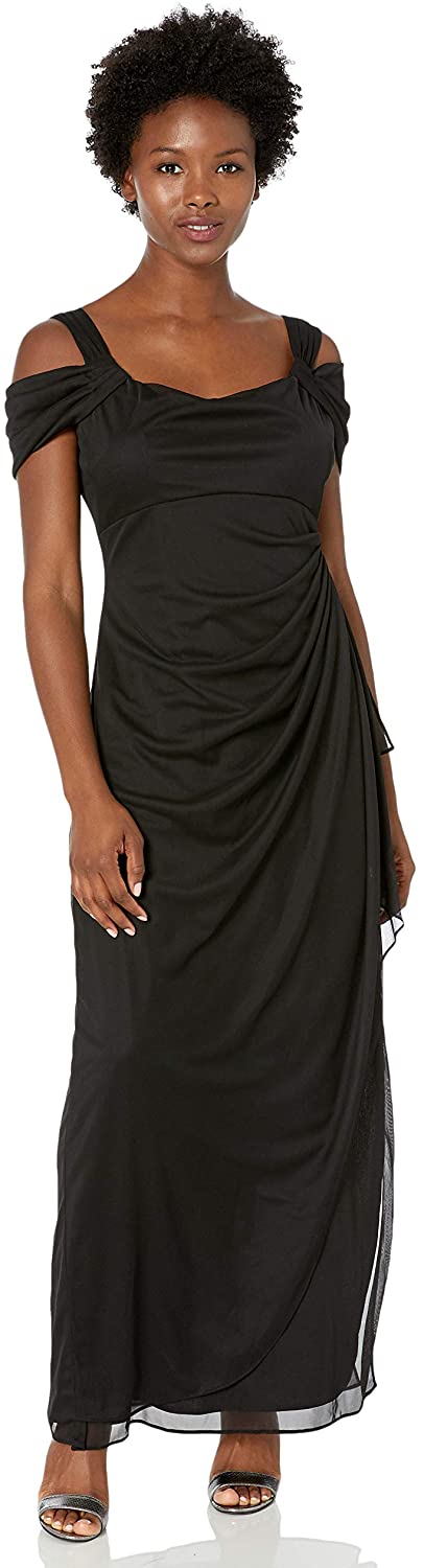 Price:$52.98 Alex Evenings Women's Long Cold Shoulder Dress (Petite and Regular Sizes) at Amazon Women’s Clothing store