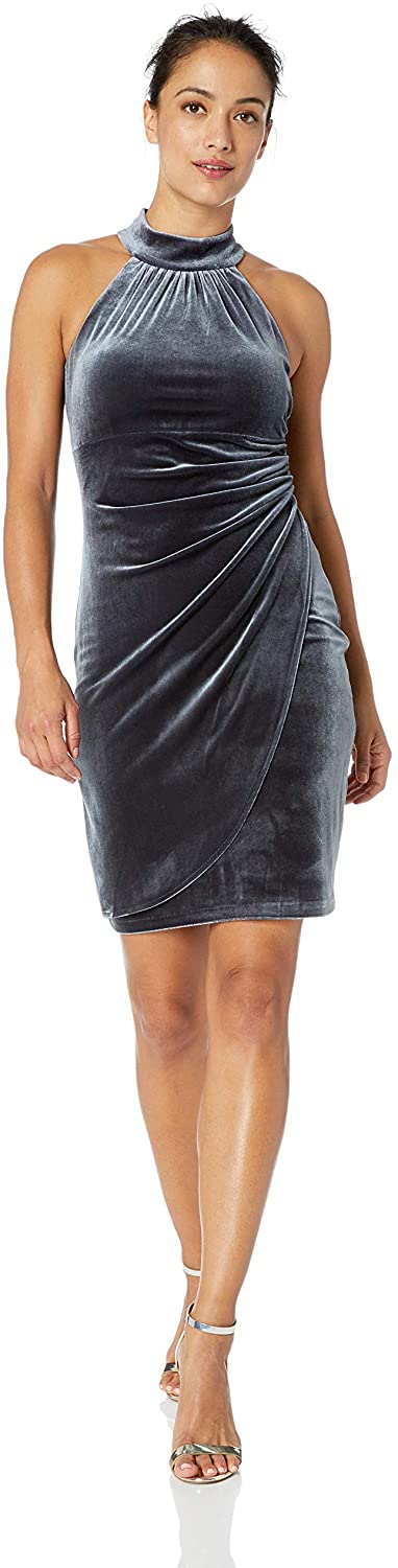 Price:$125.38    Vince Camuto Women's Petite Velvet Draped Cocktail Dress  Clothing