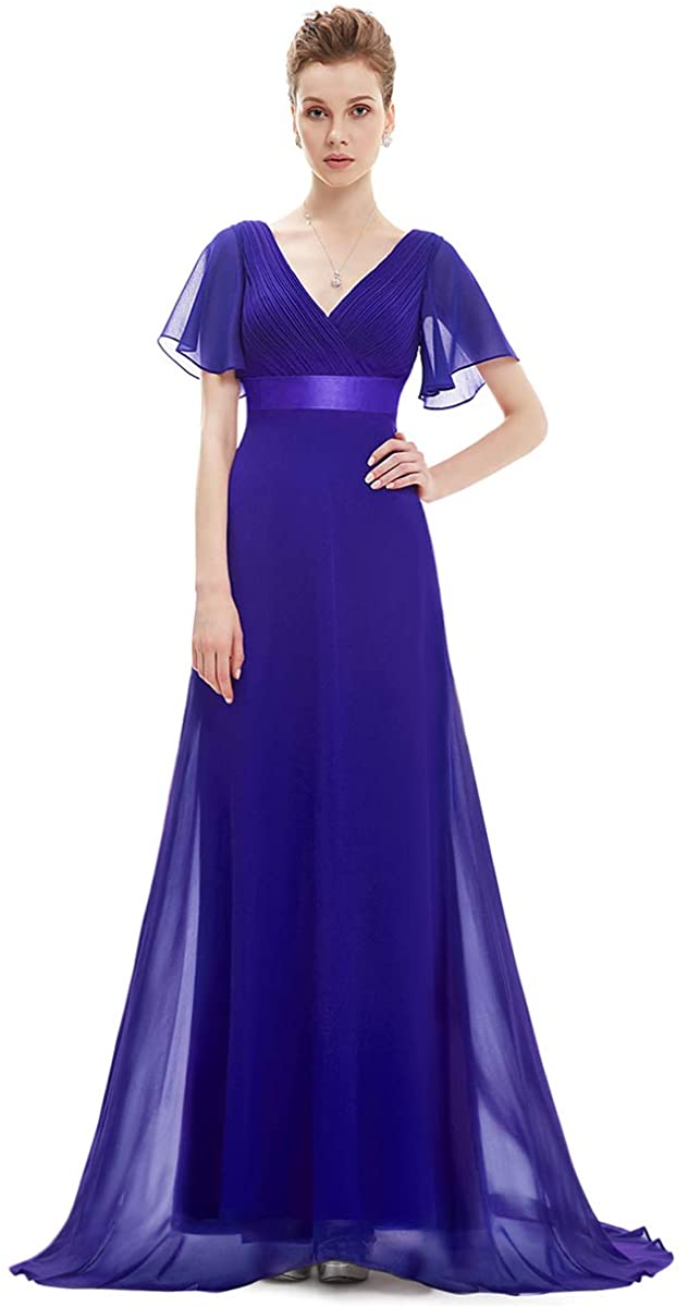 Price:$49.99    Ever-Pretty Women's Short Sleeve V-Neck Long Evening Dress 09890  Clothing