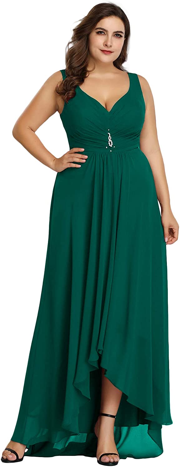 Price:$56.99 Ever-Pretty Women's V-Neck Hi-Lo Wedding Party Bridesmaid Dresses Plus Size 9983PZ at Amazon Women’s Clothing store