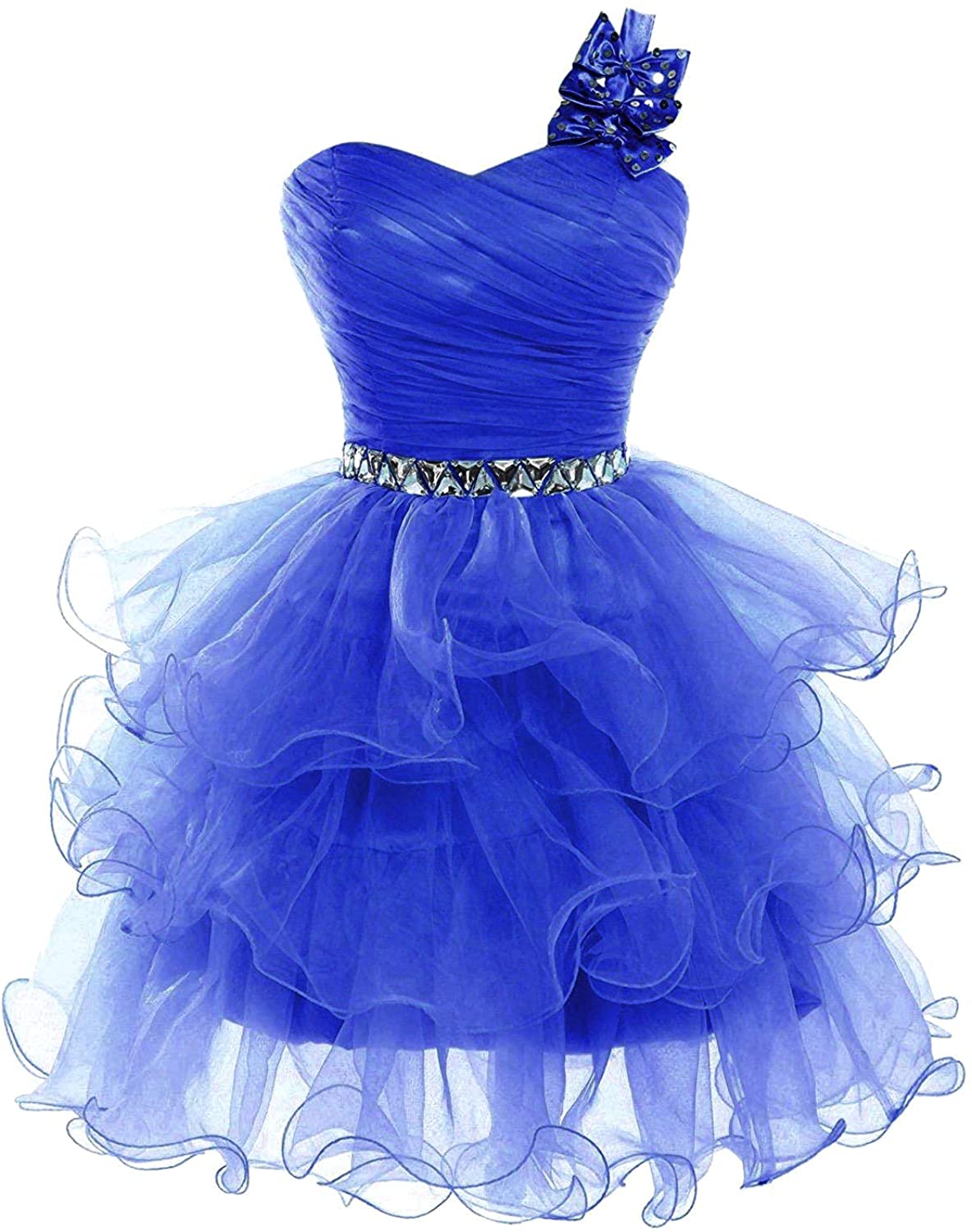 Price:$79.00    Lilibridal Beading Tulle Short Prom Dresses One Shoulder Homecoming Dresses (Royal Blue Size 2)  Clothing