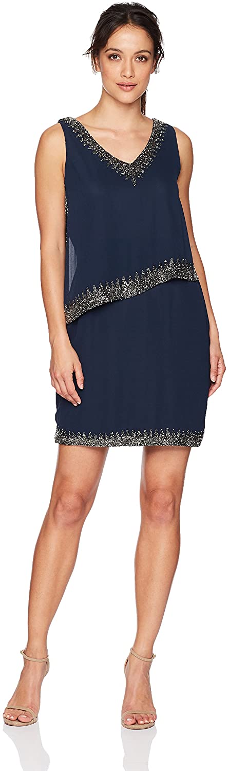 Price:$158.00    J Kara Women's Petite Sleeveless Short Cocktail Dress  Clothing