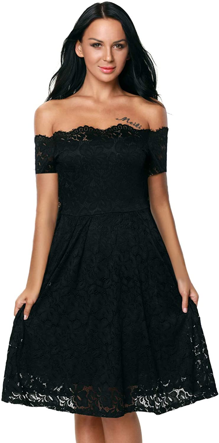 Price:$28.98    Unbranded Women's Off Elegant Lace Midi Cocktail Wedding Party Dress With Long  Clothing