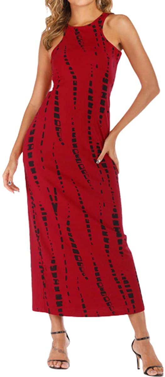 Price:$19.99 Roselux Women's Sleeveless Scoop Neck Striped Loose Long Dress at Amazon Women’s Clothing store