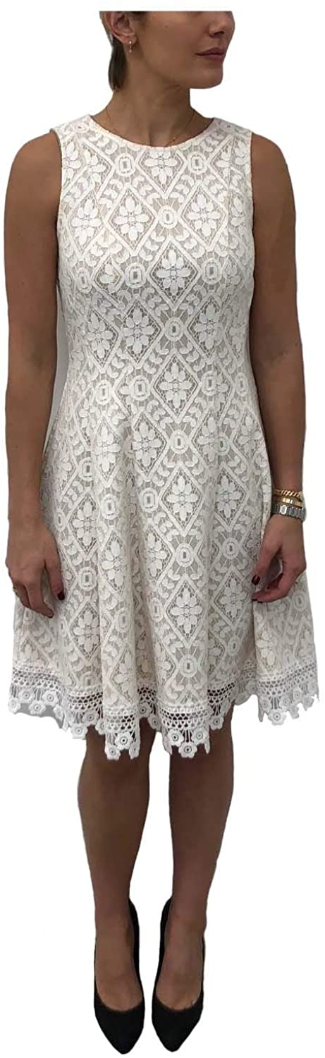 Price:$16.79    Donna Ricco Women's Sleeveless Bonded Lace Fit and Flare Dress  Clothing