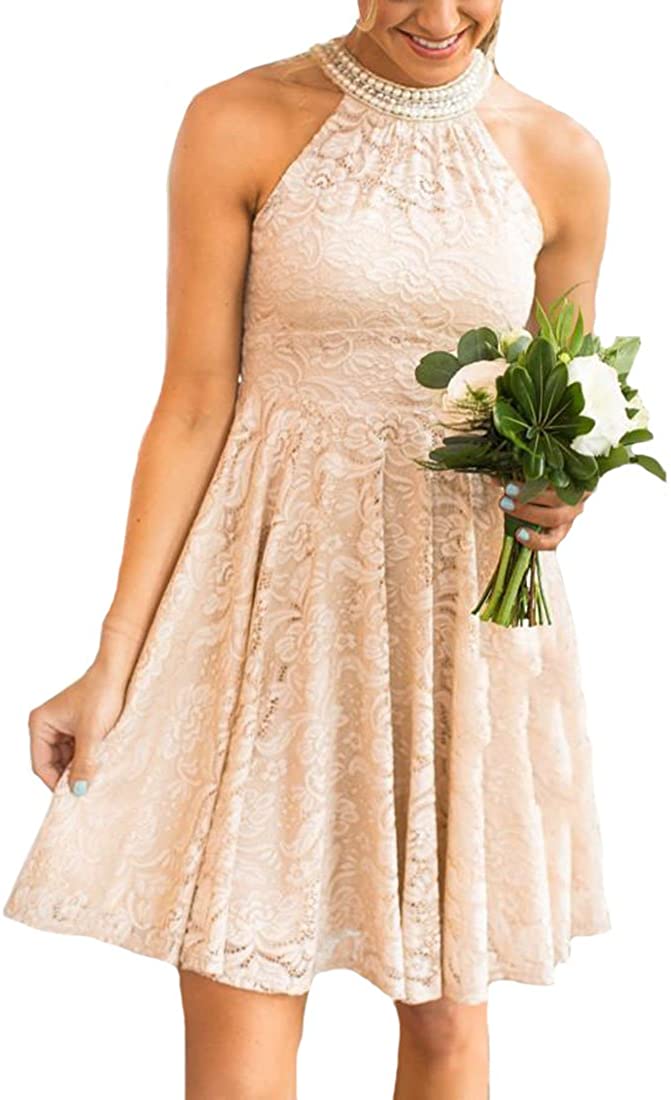 Price:$69.00    Lilyla Womens Lace Bridesmaid Dresses Short Country Style Beach Prom Wedding Guest Dresses  Clothing