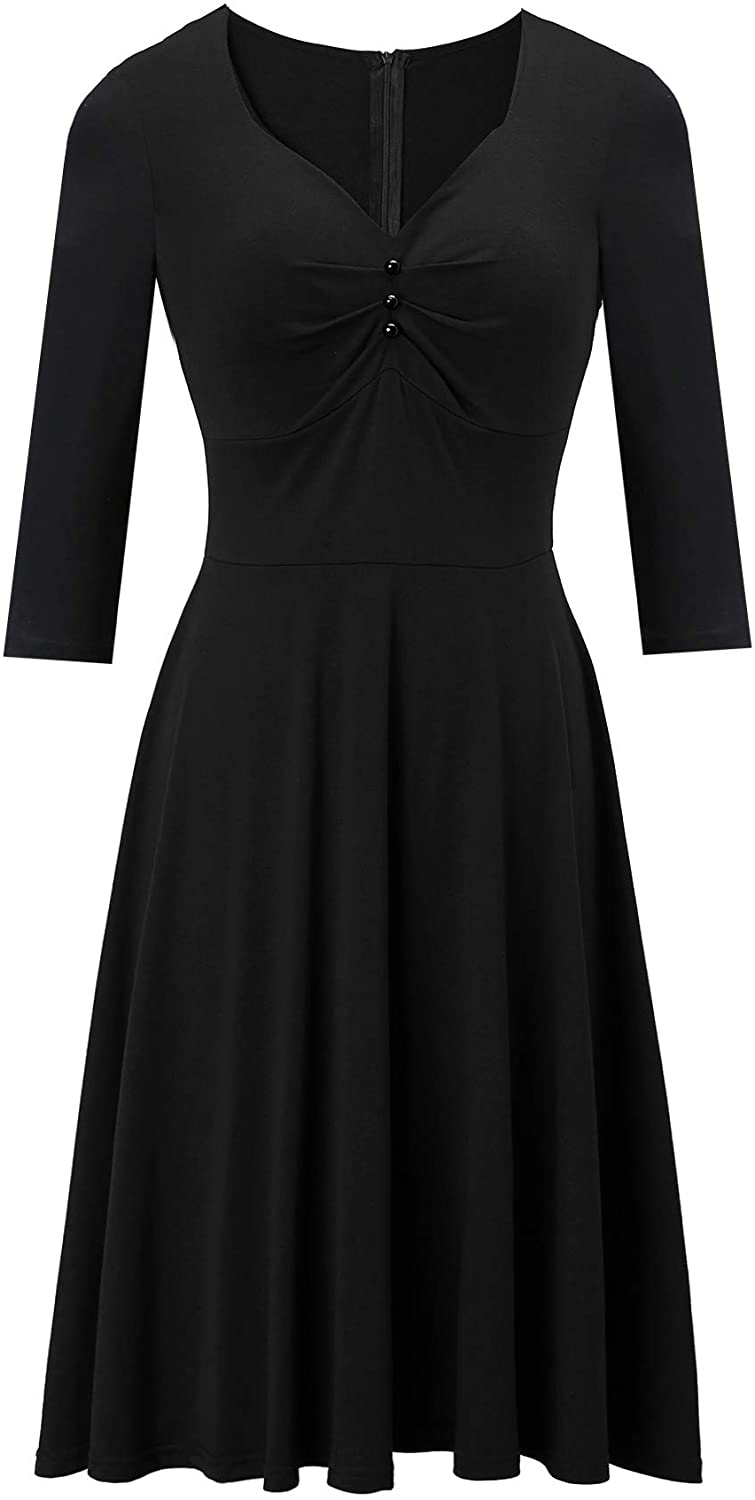 Price:$18.66    interight Black Midi Dress for Women with Sleeves for Evening Party Cocktail Dresses  Clothing