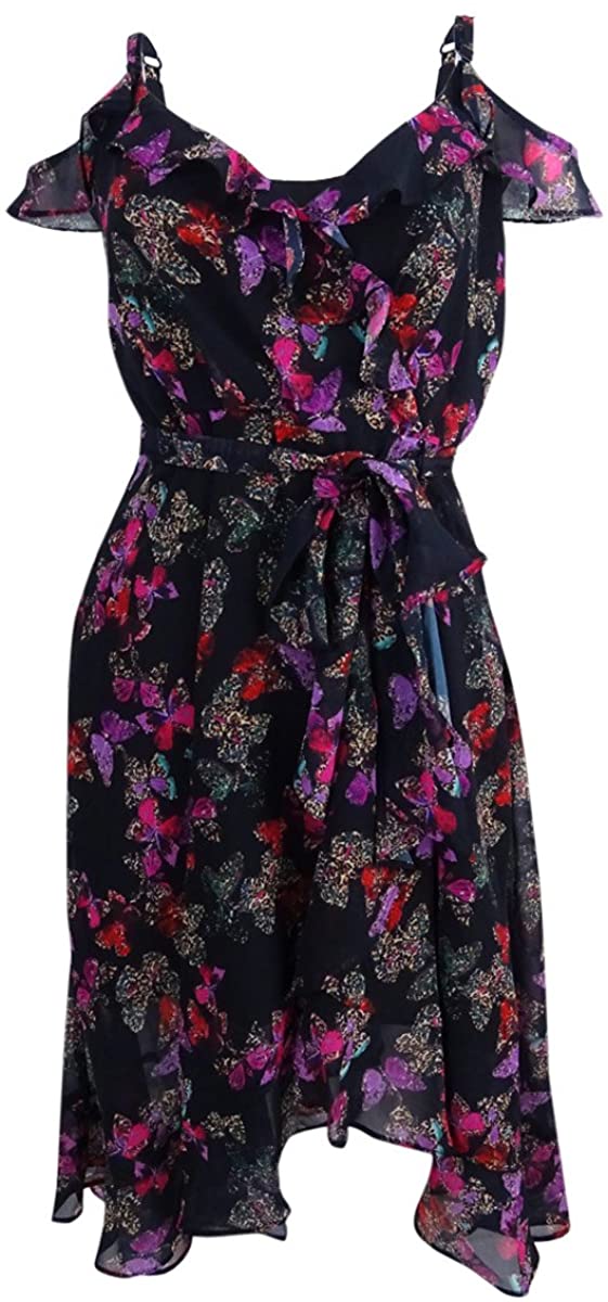 Price:$39.97 Betsey Johnson Women's Printed Cold-Shoulder Wrap Dress at Amazon Women’s Clothing store