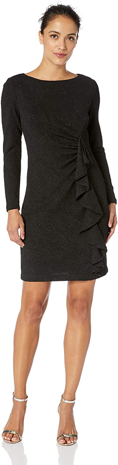 Price:$24.92 Jessica Howard Women's Petite Long Sleeve Cocktail Dress with Cascade Detailing at Amazon Women’s Clothing store