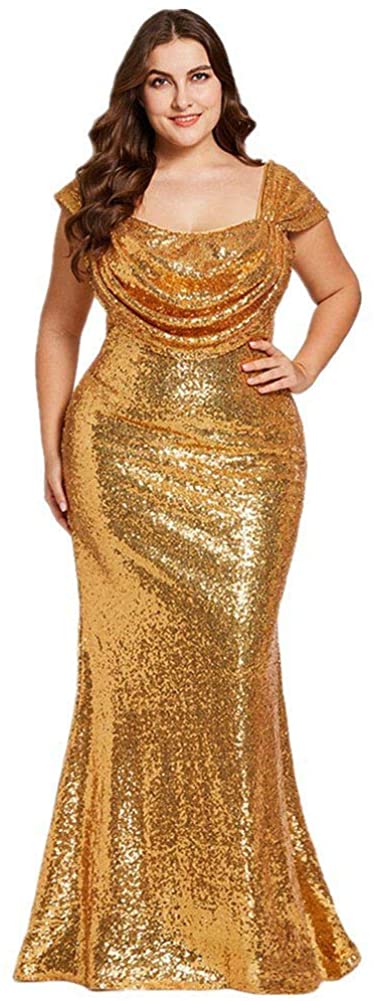 Price:$65.00 YIPEISHA Straps Evening Dress Plus Size Draped Zipper-up Wedding Party Formal Dress Sequins Evening Dresses at Amazon Women’s Clothing store