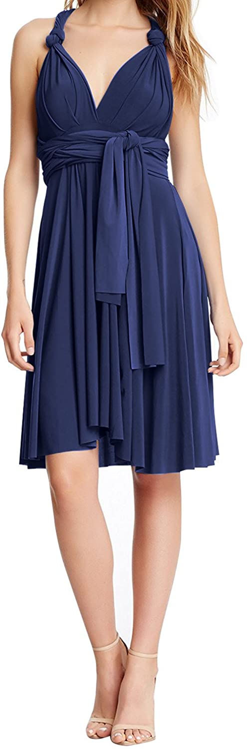 Price:$5.95    Women's Transformer Evening Dress Convertible Multi Way Wrap Cocktail Wedding Short Gown  Clothing