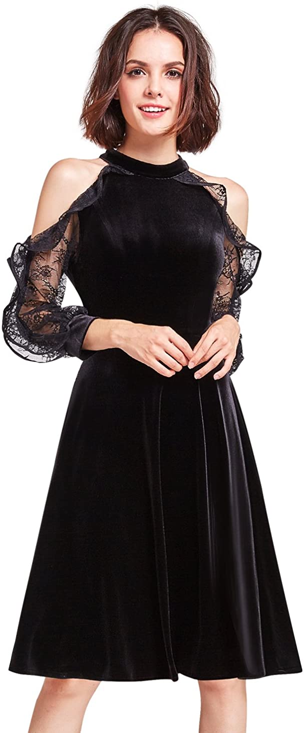 Price:$15.99    Alisa Pan Cold Shoulder Velvet Christmas Party Dress 05896  Clothing