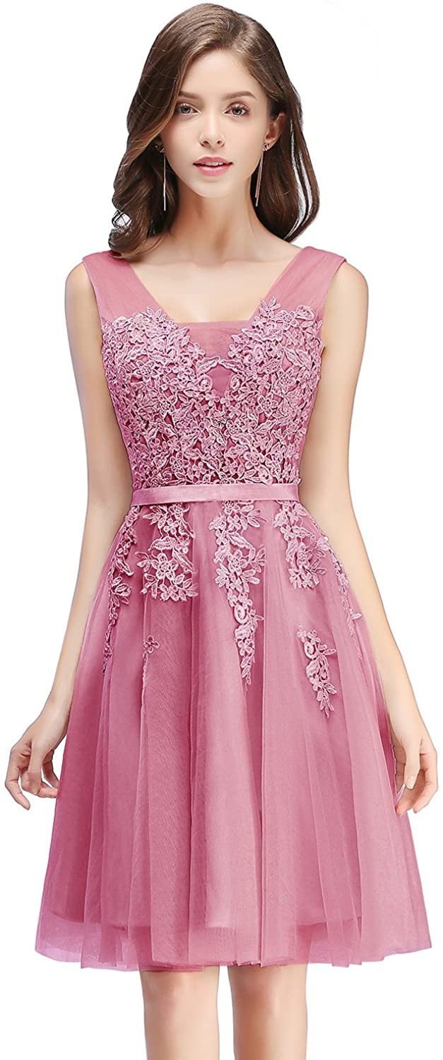 Price:$58.99    Women Lace Evening Cocktail Dresses Short Gala Ball Party Gown,Fuchsia,Size 8  Clothing