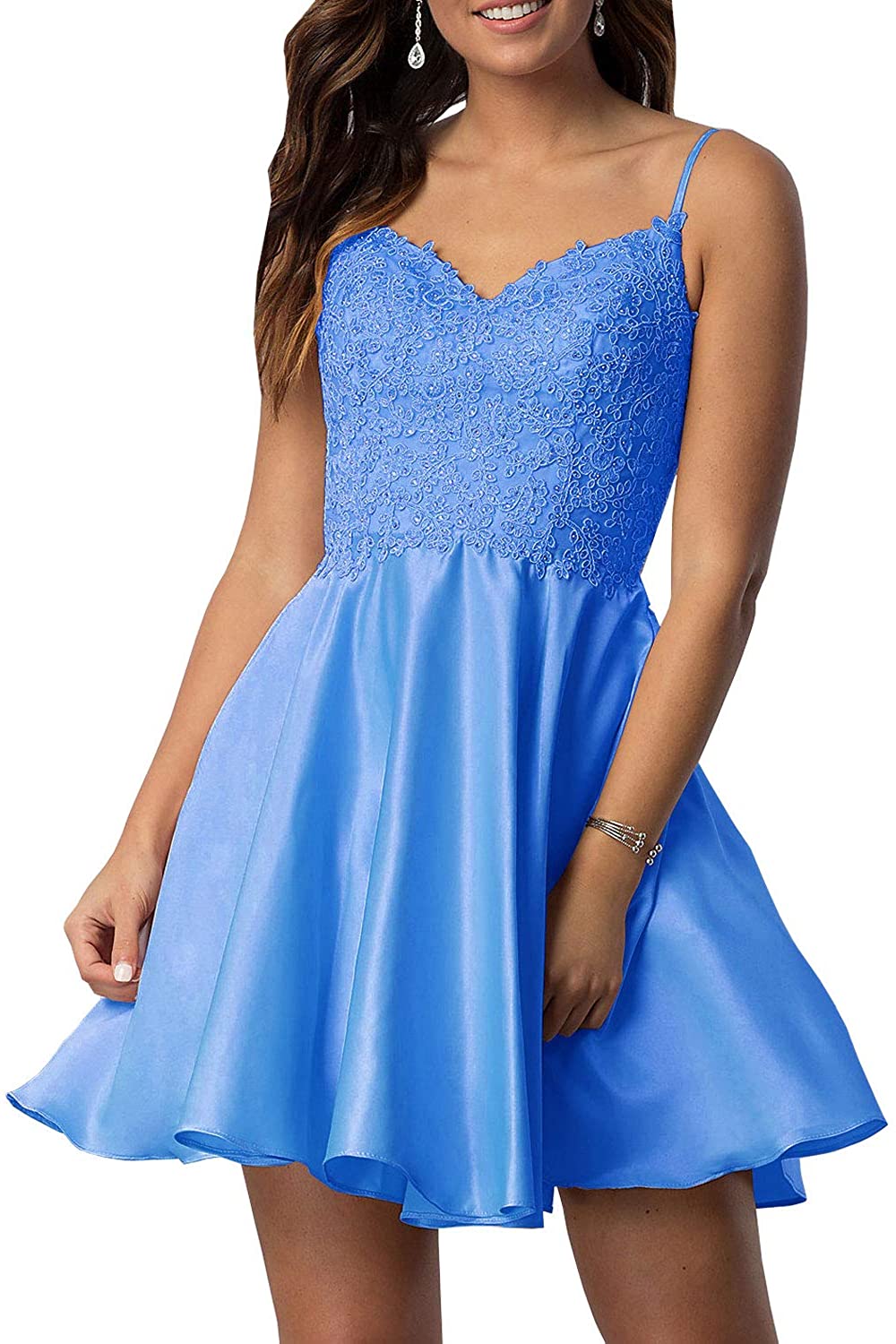 Price:$64.99    Beiqian Women's Prom Party Straps Homecoming Dress With Pockets  Clothing