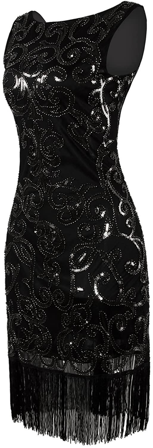 Price:$30.99    VIJIV Women's 1920s Flapper Dress V Neck Beaded Sequin Gatsby Dress Cocktail Evening  Clothing