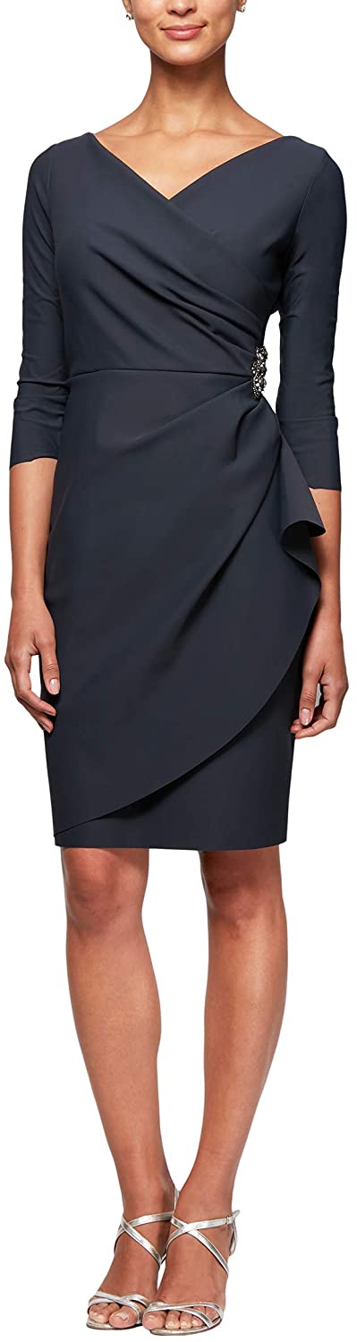 Price:$99.99 Alex Evenings Women's Slimming Short Sheath 3/4 Sleeve Dress with Surplus Neckline at Amazon Women’s Clothing store