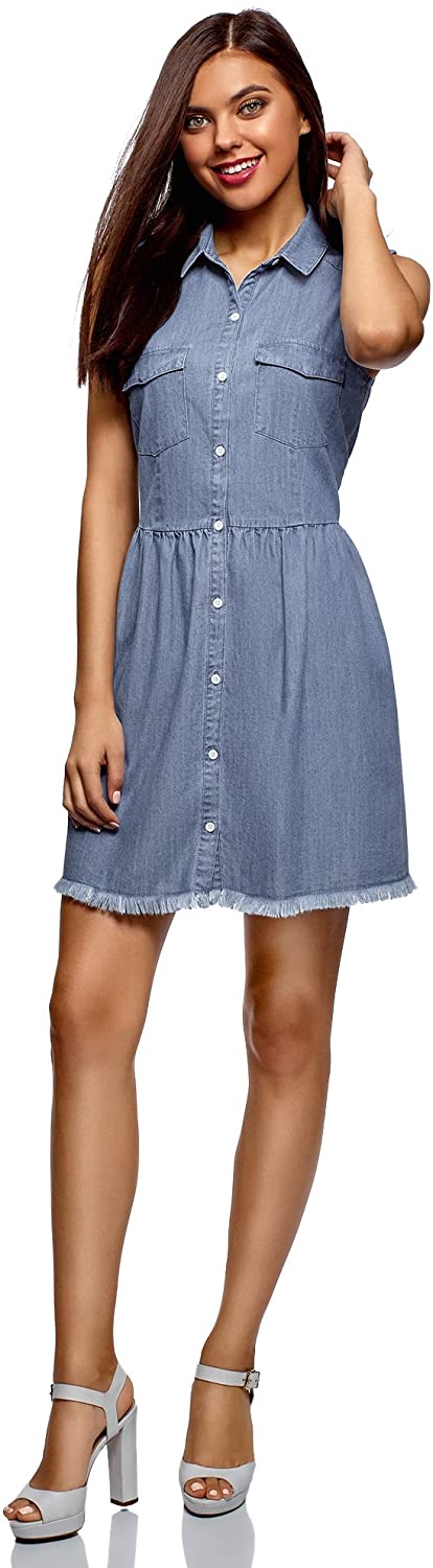 Price:$20.90    oodji Ultra Women's Button-Up Denim Dress  Clothing