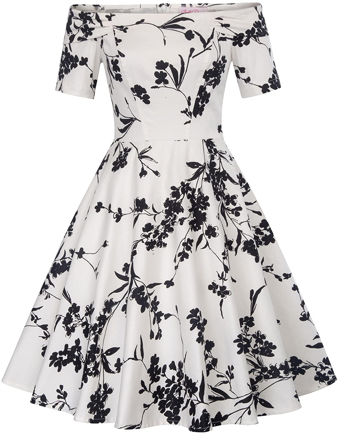 Price:$9.99    Women's 1950s Retro Vintage Off Shoulder A-Line Floral Dress  Clothing