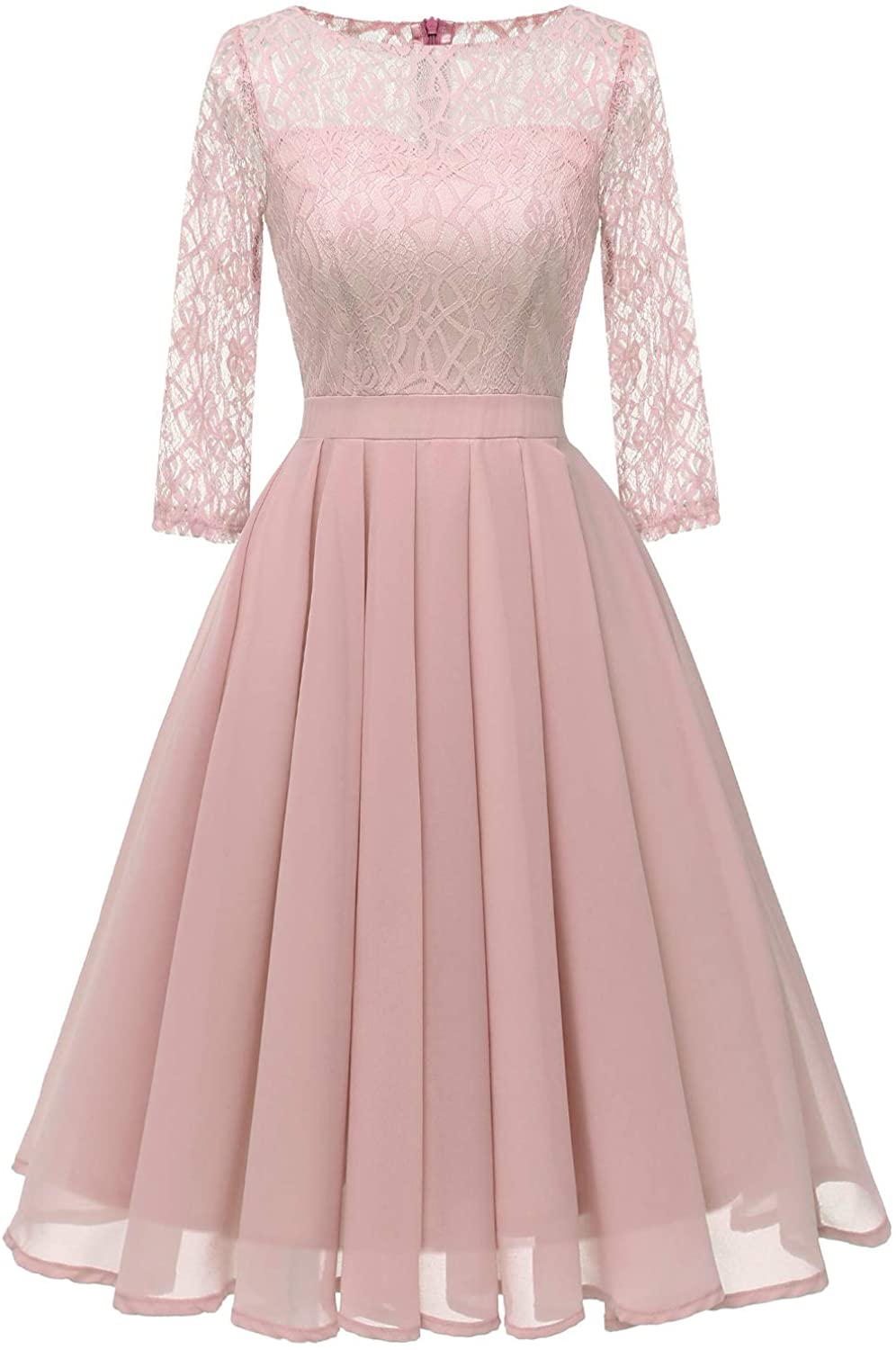 Price:$16.99    Chowssir Chowsir Women Formal Lace Chiffon Midi Dress Prom Party Dress  Clothing