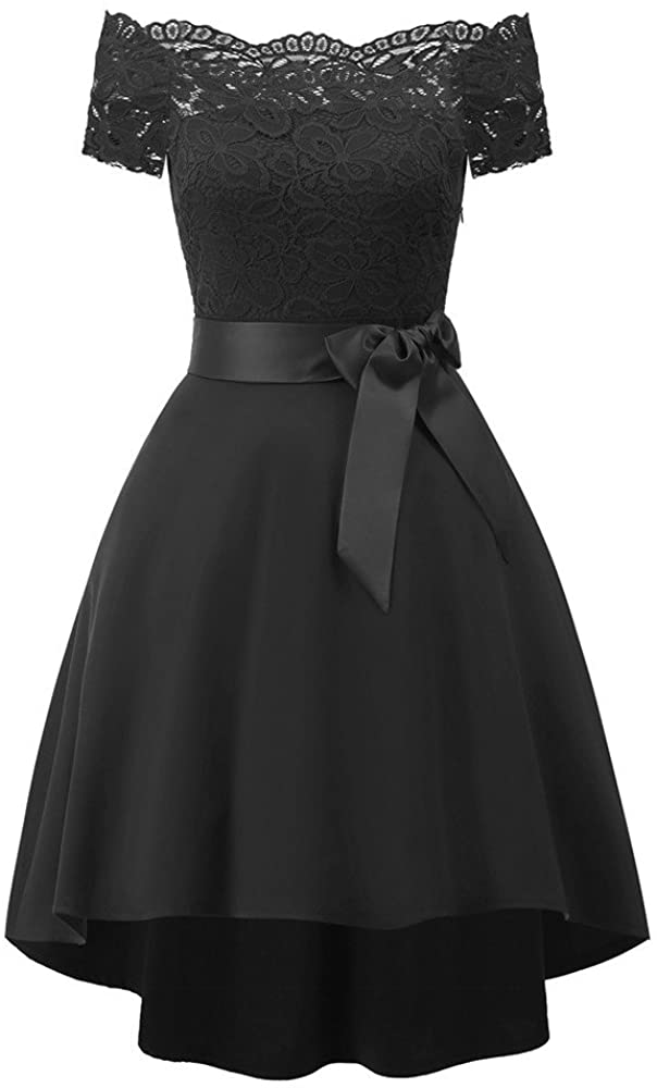 Price:$9.98 Emimarol Women's Lace Boat Neck Cocktail Swing Dress at Amazon Women’s Clothing store