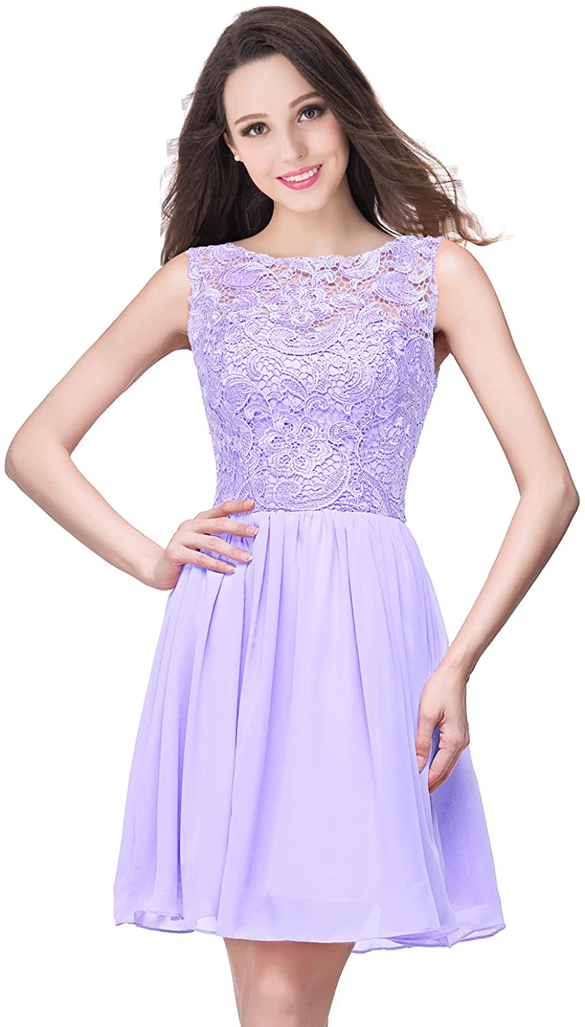 Price:$29.99    MisShow Women's Vintage Floral Lace Sleeveless Short Prom Dress Bridesmaid Dress  Clothing