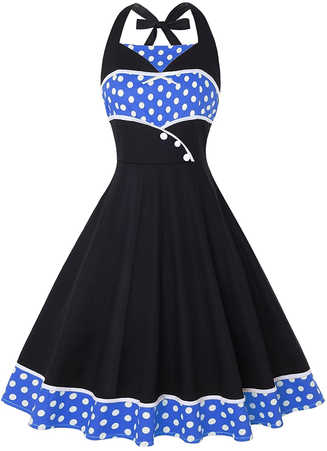 Price:$15.99 IHOT Women's Rockabilly 50s Vintage Polka Dots Halter Cocktail Swing Dress at Amazon Women’s Clothing store