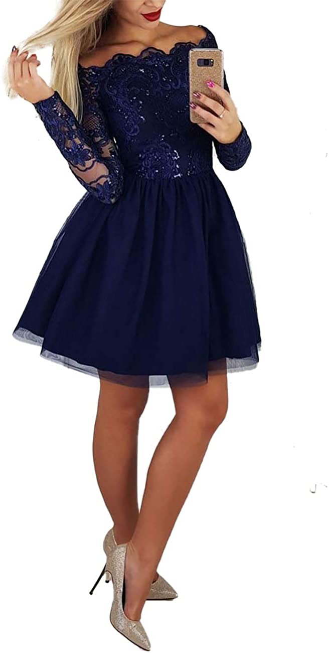 Price:$79.99    Scarisee Womens Long Sleeves Beaded Lace Homecoming Prom Party Dresses Shortsa66  Clothing