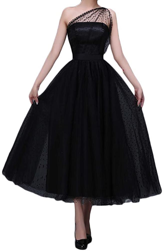 Price:$65.99 Favors Women's Vintage 50s Tea Length Cockatil One Shoulder Party Dresses WP07 at Amazon Women’s Clothing store