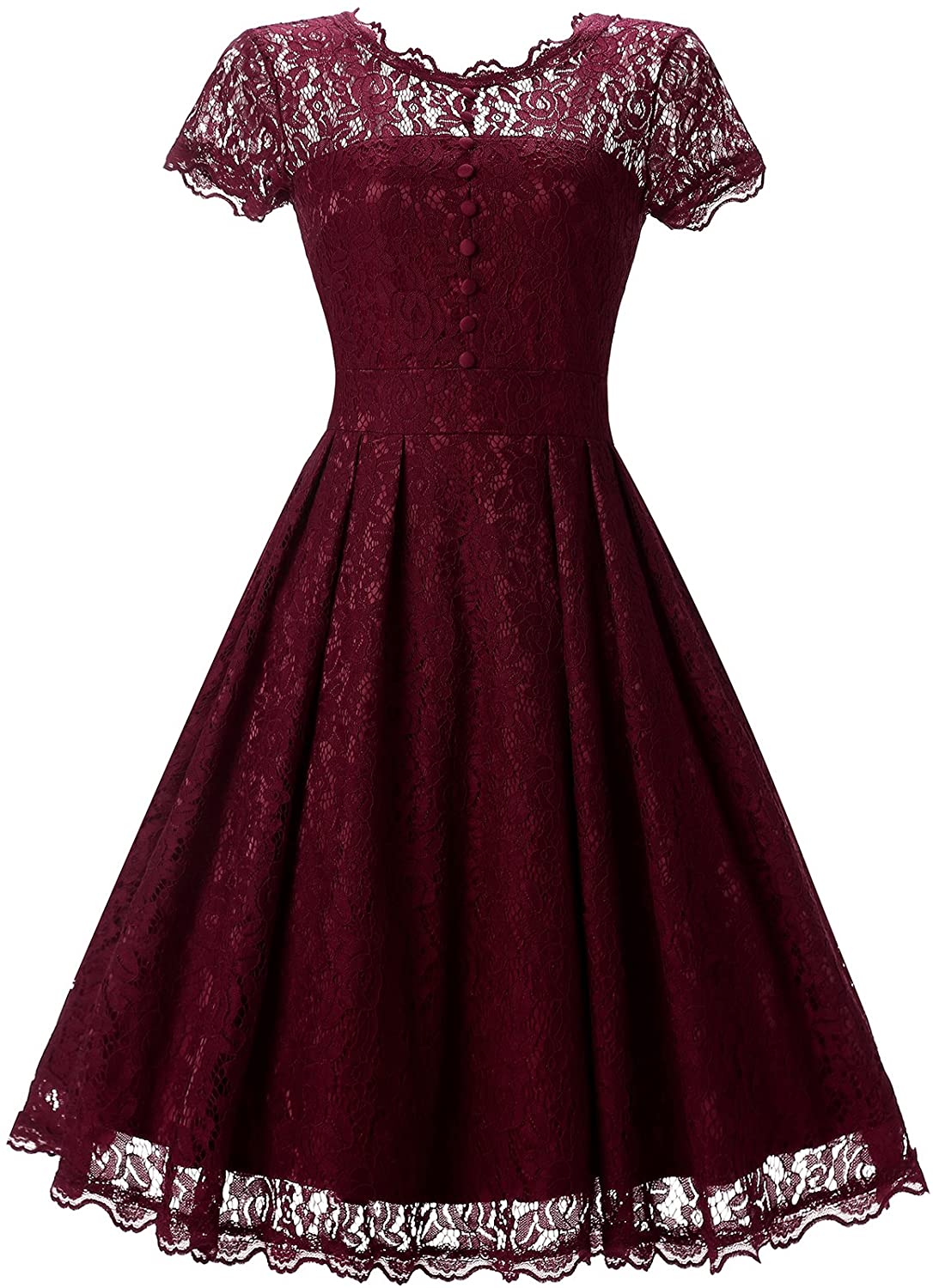 Price:$17.99 Qianzibaimei Women's Retro Floral Lace Cap Sleeve Vintage Swing Bridesmaid Dress at Amazon Women’s Clothing store