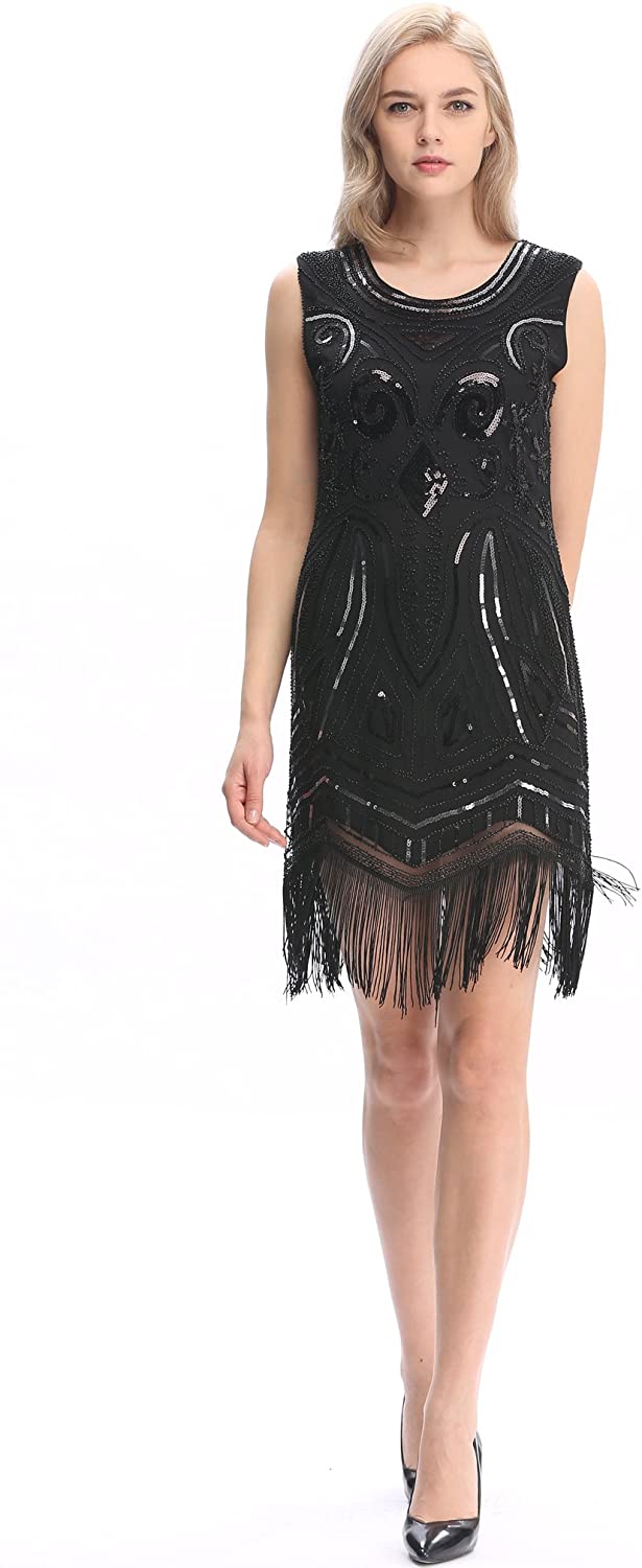 Price:$24.99    Pilot-Trade 20s Flapper Gatsby Charleston Sequin Bead Evening Cocktail Prom Dress  Clothing